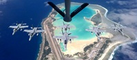 F-A-18 Hornets over Wake Island